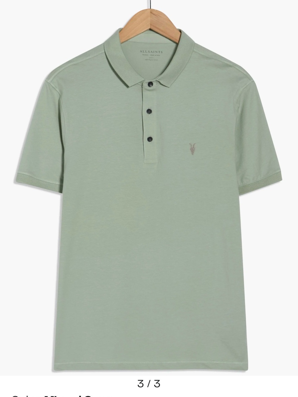 All Saints Men’s Light Sage Polo Shirt